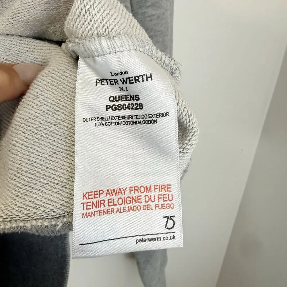Peter Werth London 1/4 Zip 'Queens' Sweatshirt Gray Casual Jersey 100% Cotton S